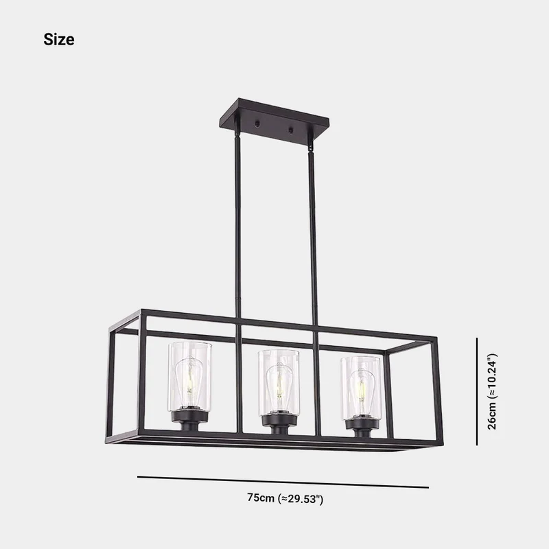 Chandelier Industrial Farmhouse Linear Rectangle, Black