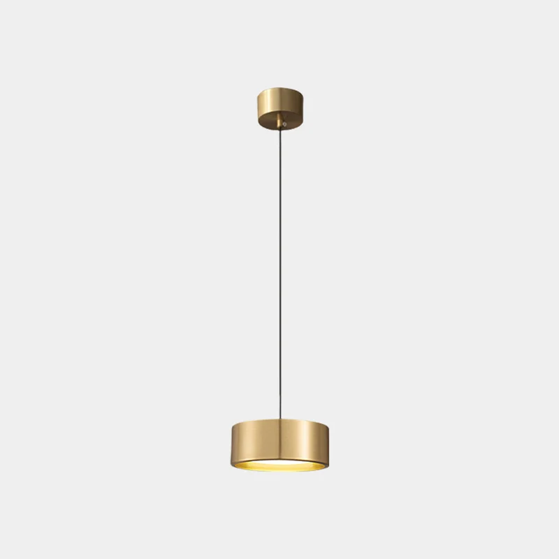 Pendant Light Small Minimalist Brass Cylinder LED, Black / Gold