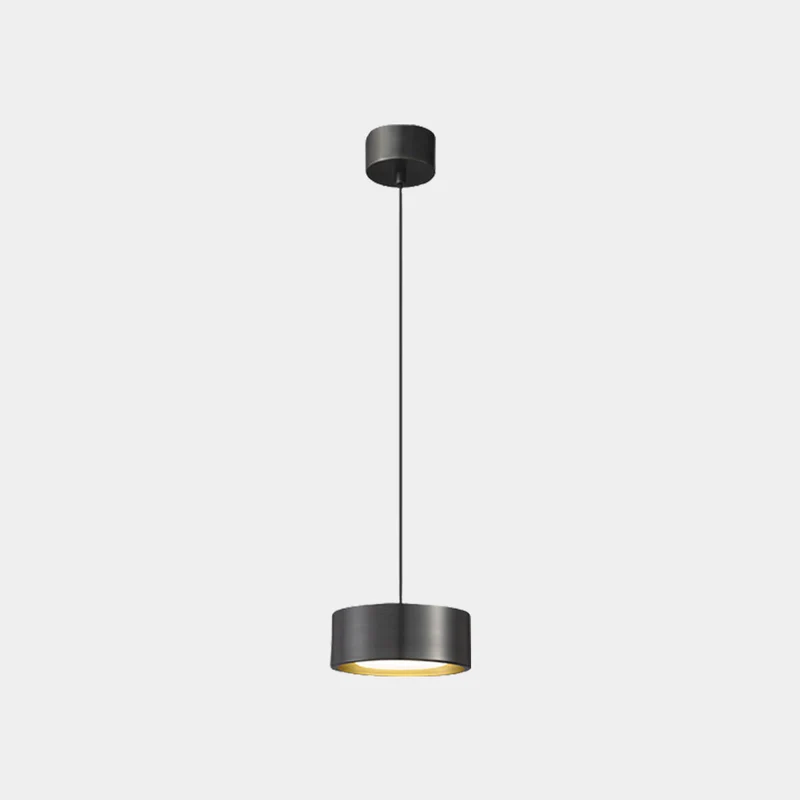 Pendant Light Small Minimalist Brass Cylinder LED, Black / Gold