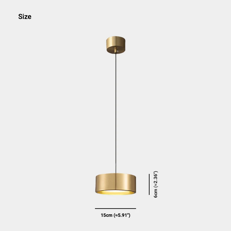 Pendant Light Small Minimalist Brass Cylinder LED, Black / Gold