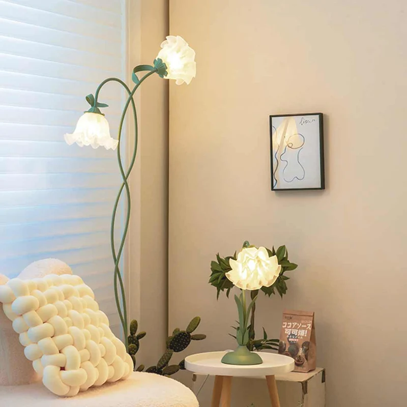 Floor Lamp Decorative Green Spiral Acrylic Flower Lily of the Valley