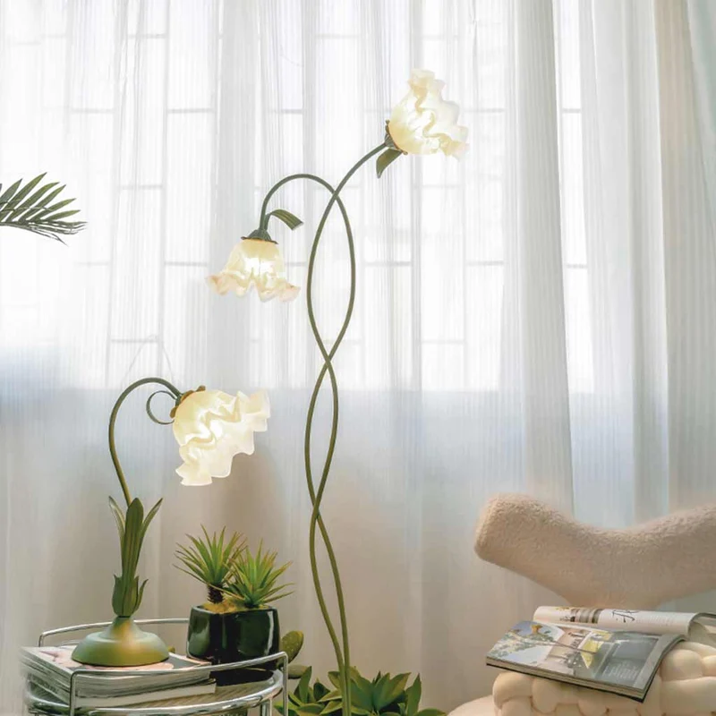 Floor Lamp Decorative Green Spiral Acrylic Flower Lily of the Valley