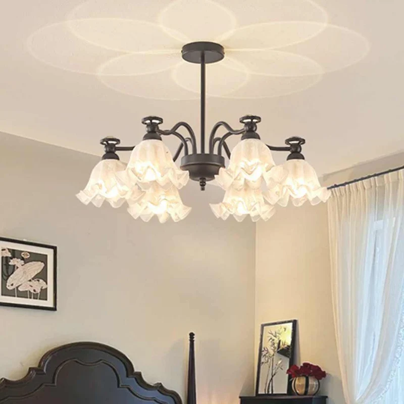 Chandelier Vintage Flower Farmhouse Lily of the Valley, Black & White