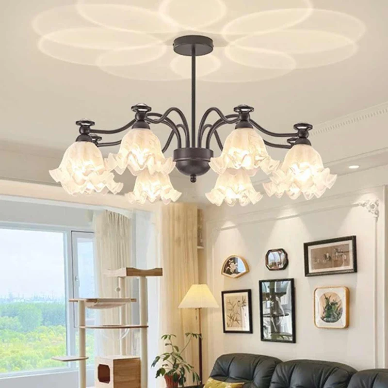 Chandelier Vintage Flower Farmhouse Lily of the Valley, Black & White