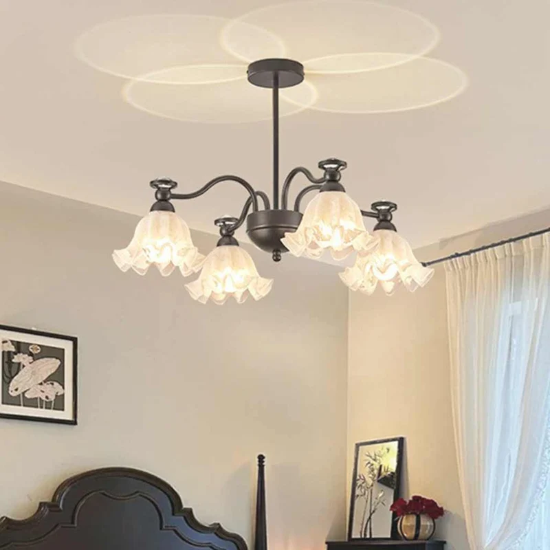 Chandelier Vintage Flower Farmhouse Lily of the Valley, Black & White