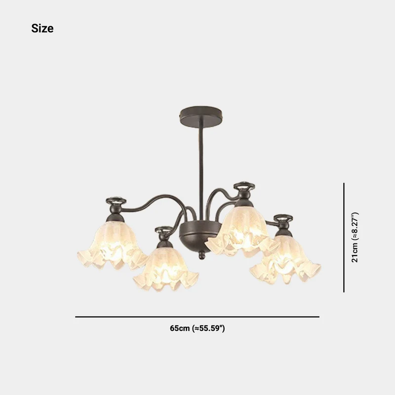 Chandelier Vintage Flower Farmhouse Lily of the Valley, Black & White