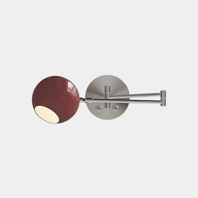Wall Sconce Light Cream Adjustable LED Swing Arm, Yellow / Red