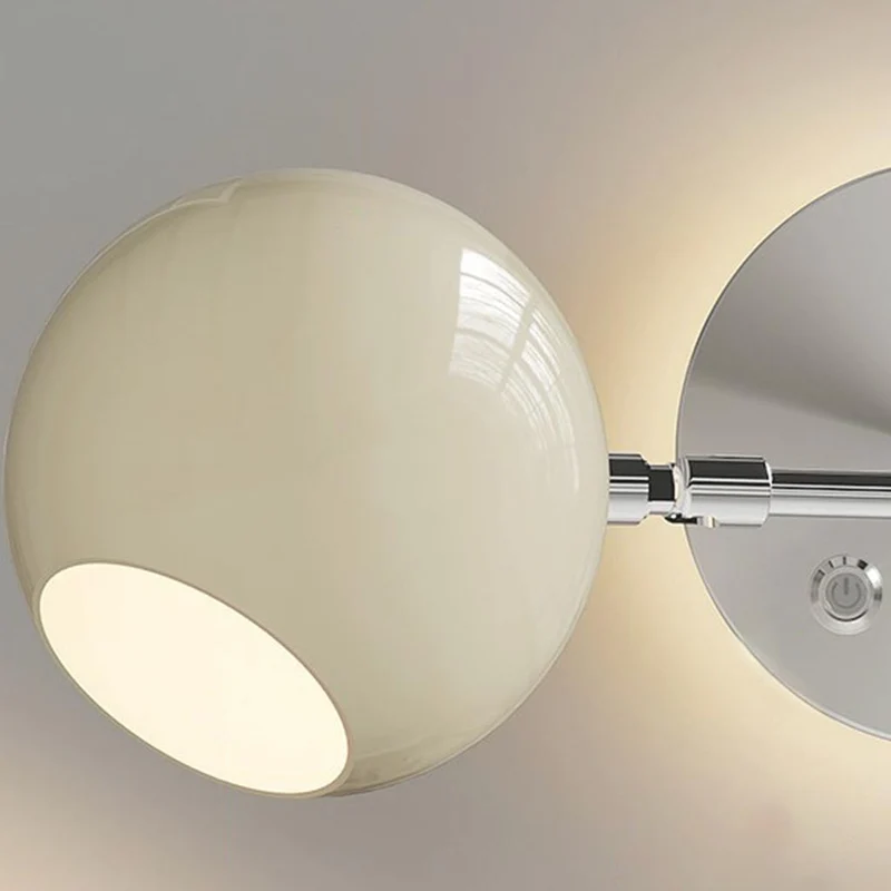 Wall Sconce Light Cream Adjustable LED Swing Arm, Yellow / Red
