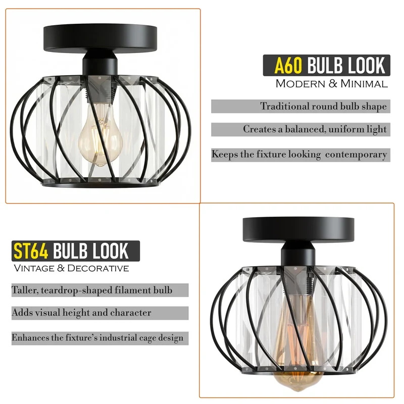 Mini Kristall Deckenleuchte Käfig | E27 Semi-Unterputz Modern Lampe Ø 18cm ~ 3714