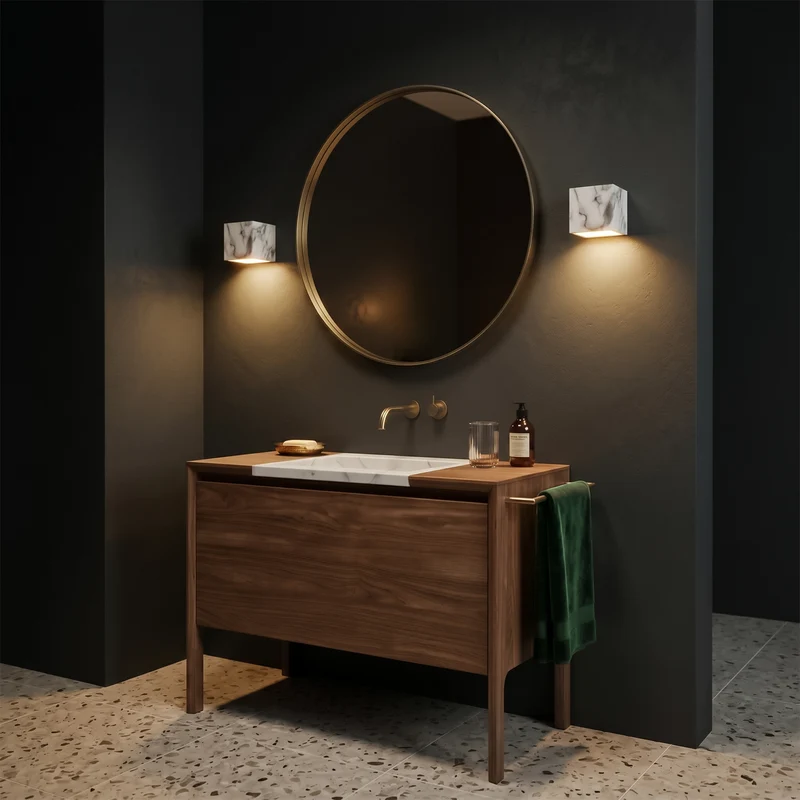 Wandleuchte aus schwarzem Stein für Schlafzimmer – Nocturis