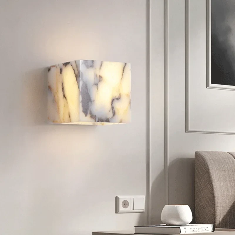 Wandleuchte aus schwarzem Stein für Schlafzimmer – Nocturis