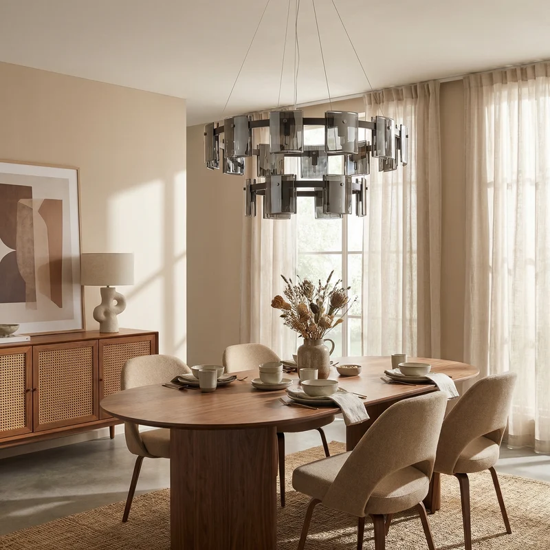 Moderne quadratische Glas-Hängelampe für Wohnzimmer – Célestair