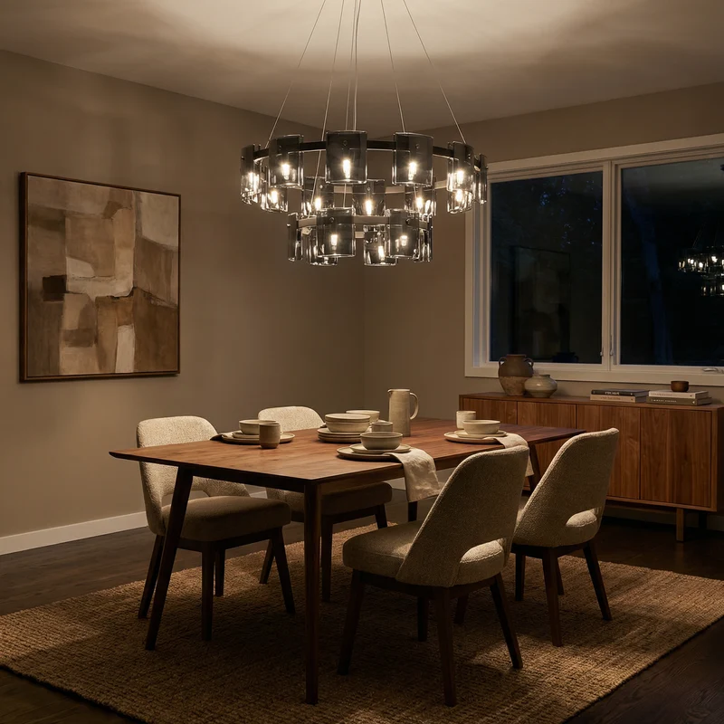 Moderne quadratische Glas-Hängelampe für Wohnzimmer – Célestair