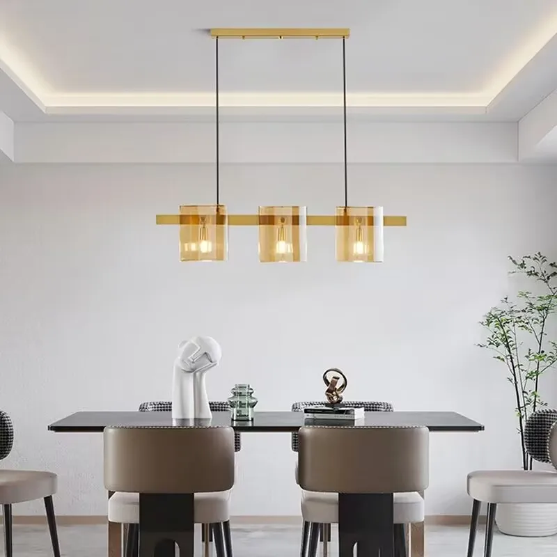 Moderne quadratische Glas-Hängelampe für Wohnzimmer – Célestair
