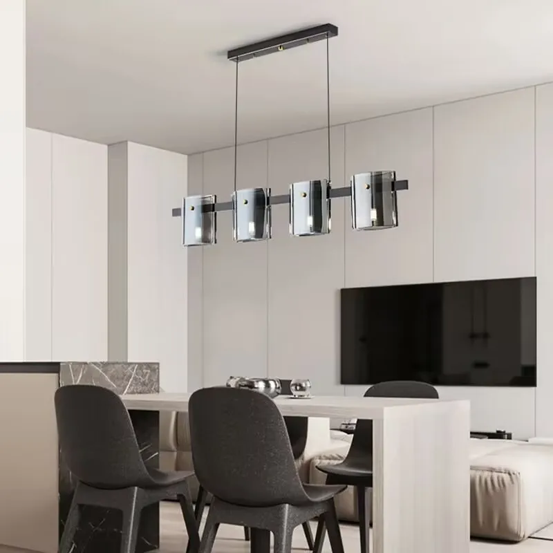 Moderne quadratische Glas-Hängelampe für Wohnzimmer – Célestair