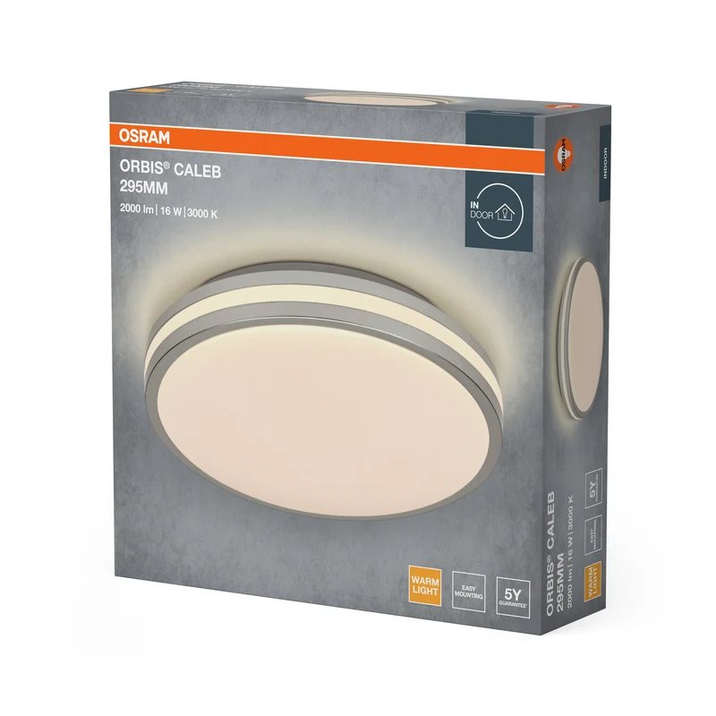 OSRAM Orbis Caleb Deckenleuchte, 295 mm, 16W, 3000K, Warmweiß, Silber