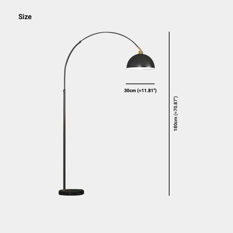 Floor Lamp Modern Arch Fishing Pole Dome, Black / Gold