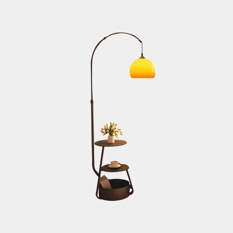 Floor Lamp Retro Round Adjustable Arc with Table