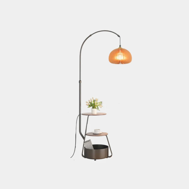 Floor Lamp Retro Round Adjustable Arc with Table