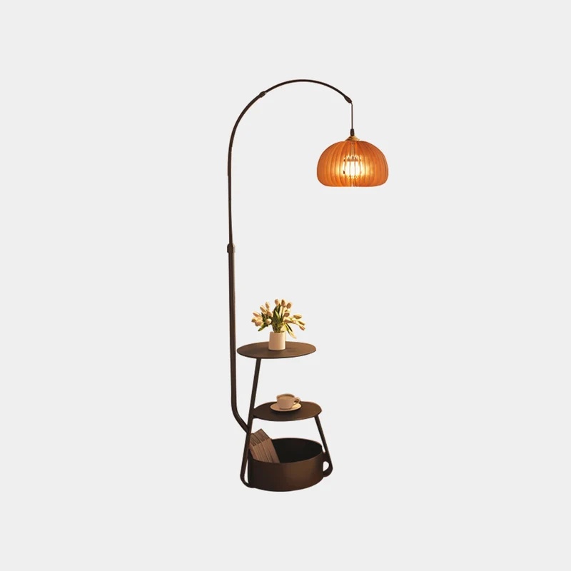 Floor Lamp Retro Round Adjustable Arc with Table