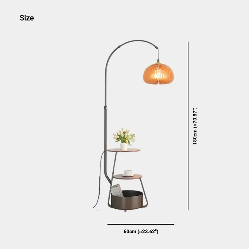 Floor Lamp Retro Round Adjustable Arc with Table