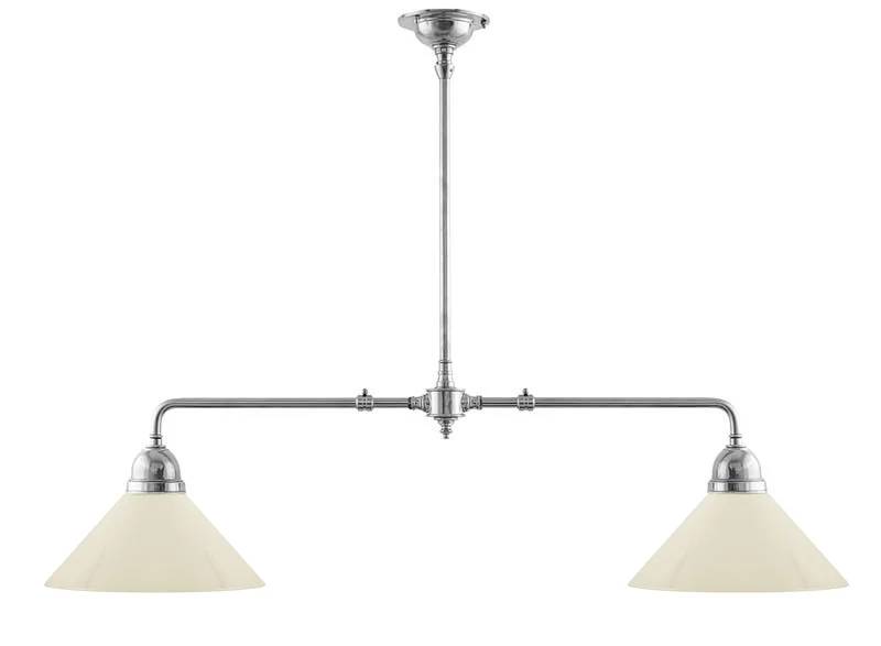 Taklampa - Spelbordslampa nickel, benvita skärmar