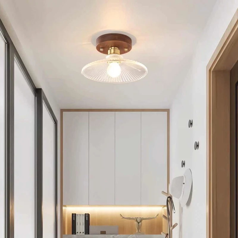Semi-Flush Mount Ceiling Light Small Vintage Glass