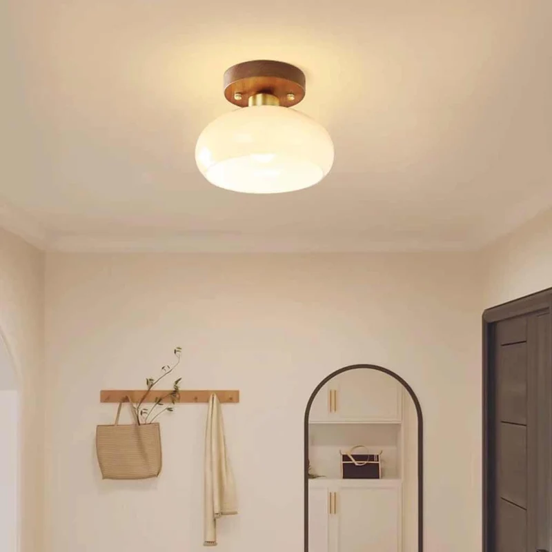 Semi-Flush Mount Ceiling Light Small Vintage Glass
