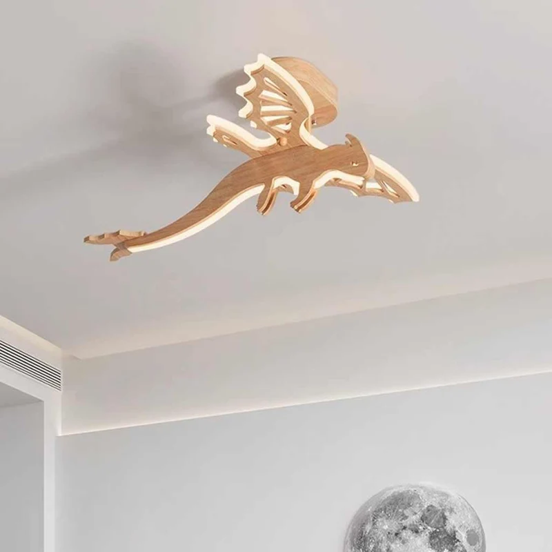 Ceiling Light Wood Dinosaur LED Dimmable for Kids Room