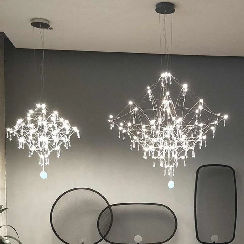 Chandelier Mira Stainless Steel Firefly Crystal Cube LED