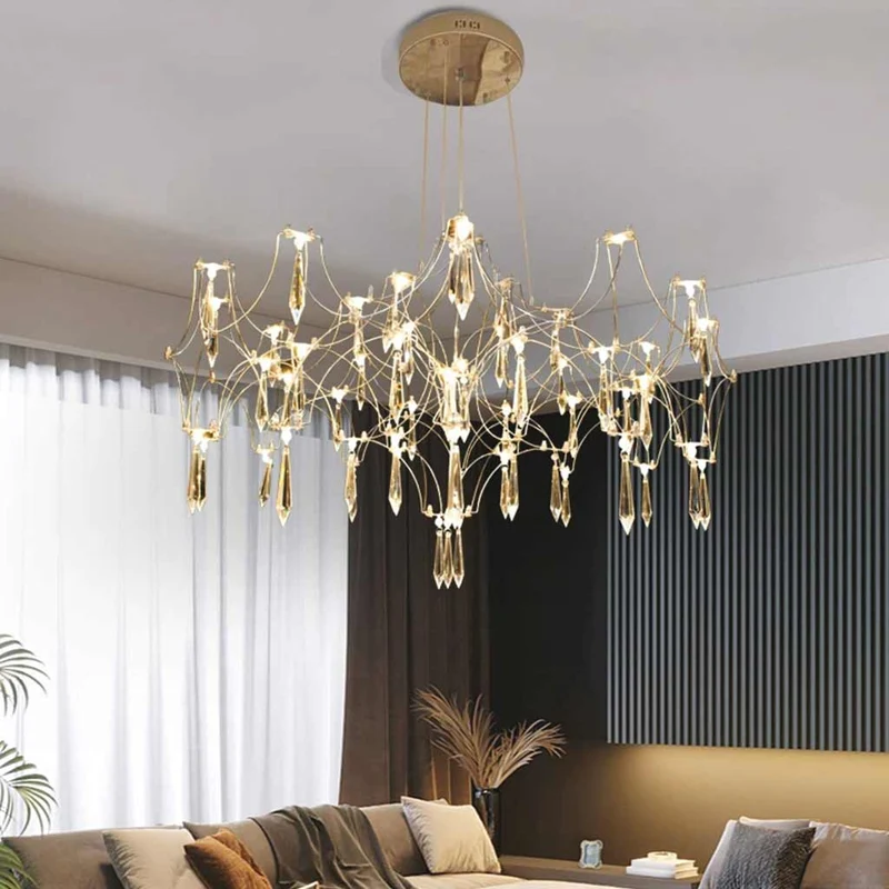 Chandelier Luxury Starry Firefly Mira Crystal LED, Chrome / Gold