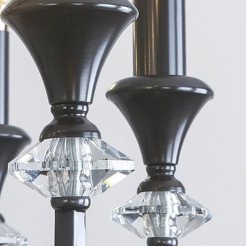 Chandelier Farmhouse Retro Industrial Copper Candle Crystal, Black