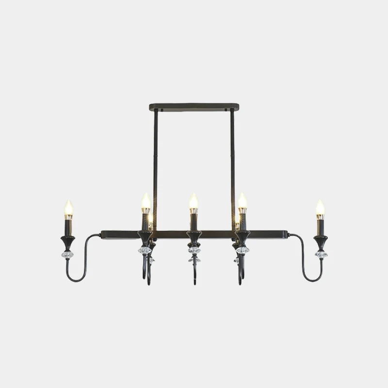 Chandelier Farmhouse Retro Industrial Copper Candle Crystal, Black