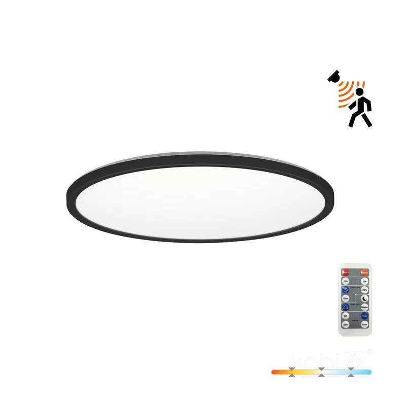 NIVERA Deckenleuchte mit Sensor | Rund | 24W | Ø300mm | Schwarz | CCT - Schalter | inkl. Fernbedienung
