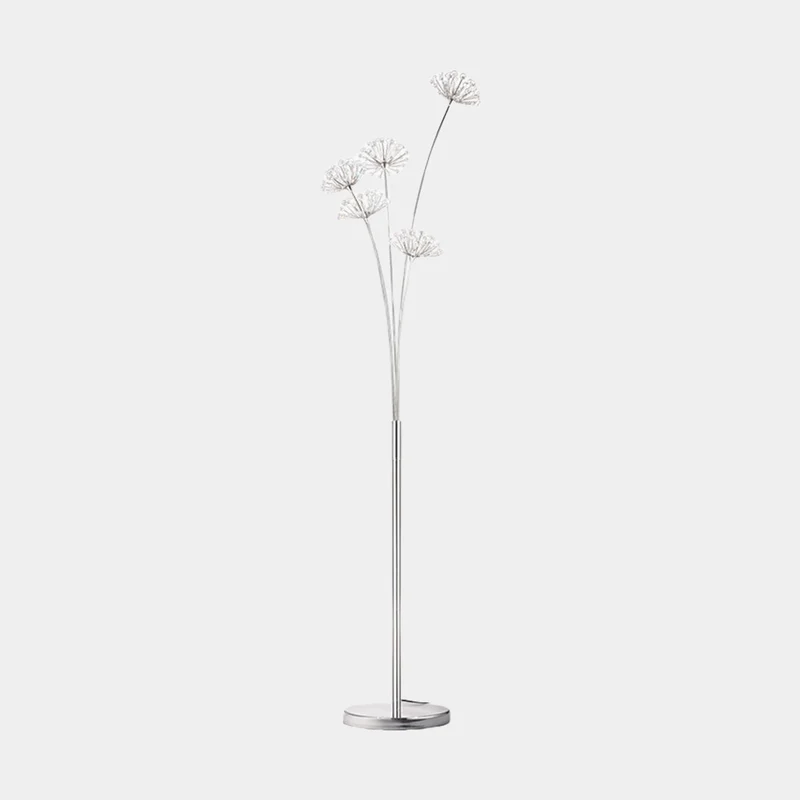 Floor Lamp Nordic Crystal Flower Dandelion, Chrome