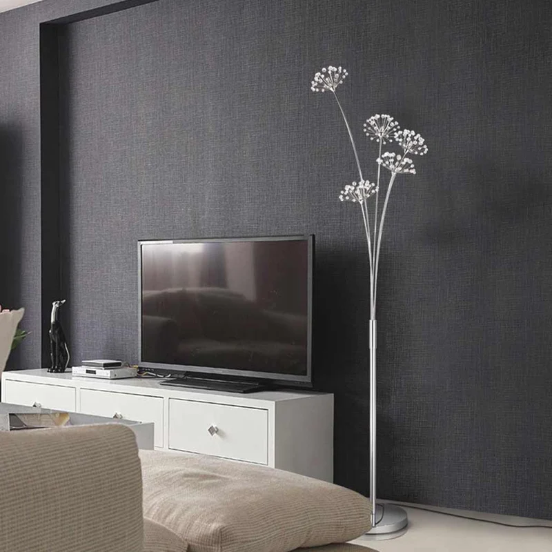 Floor Lamp Nordic Crystal Flower Dandelion, Chrome