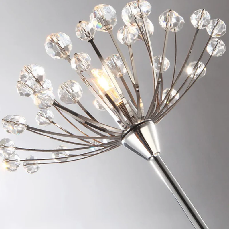 Floor Lamp Nordic Crystal Flower Dandelion, Chrome