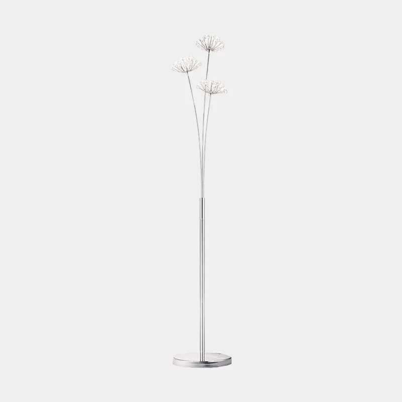 Floor Lamp Nordic Crystal Flower Dandelion, Chrome