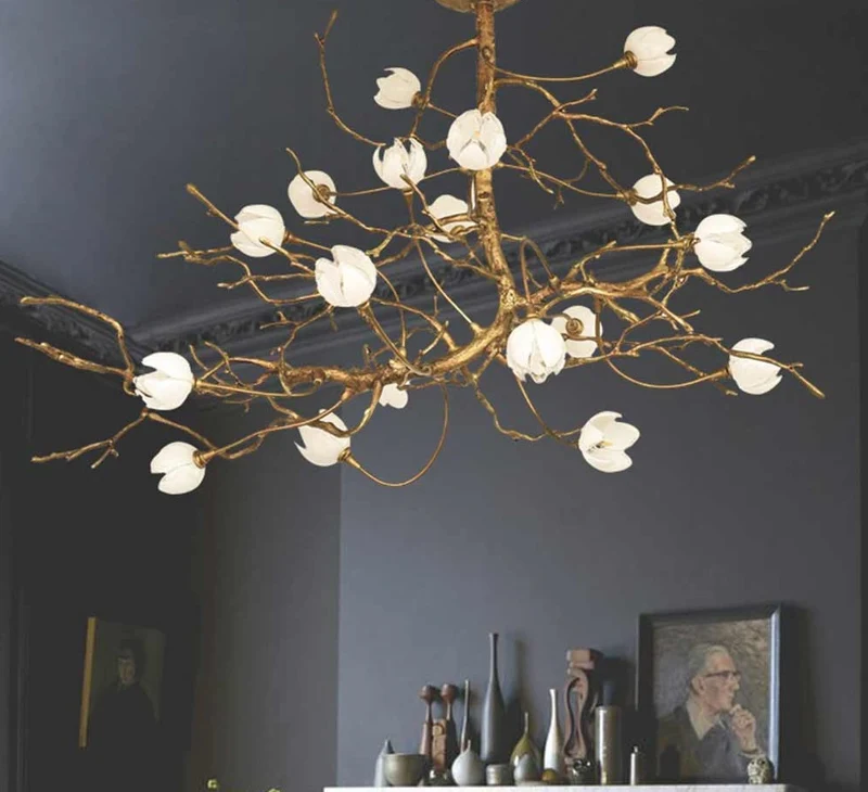 Chandelier Retro Grand Brass Branch Flower Bud