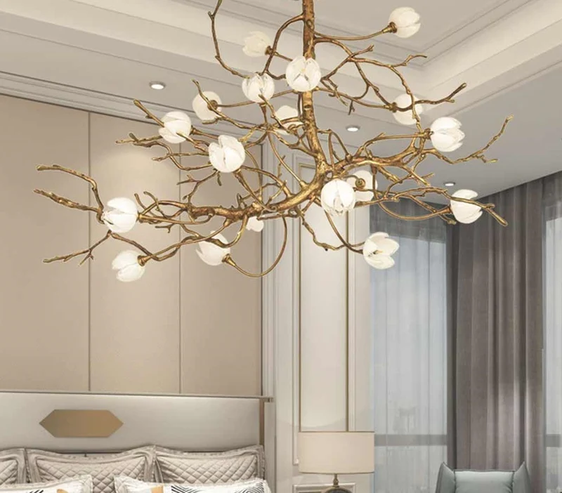 Chandelier Retro Grand Brass Branch Flower Bud