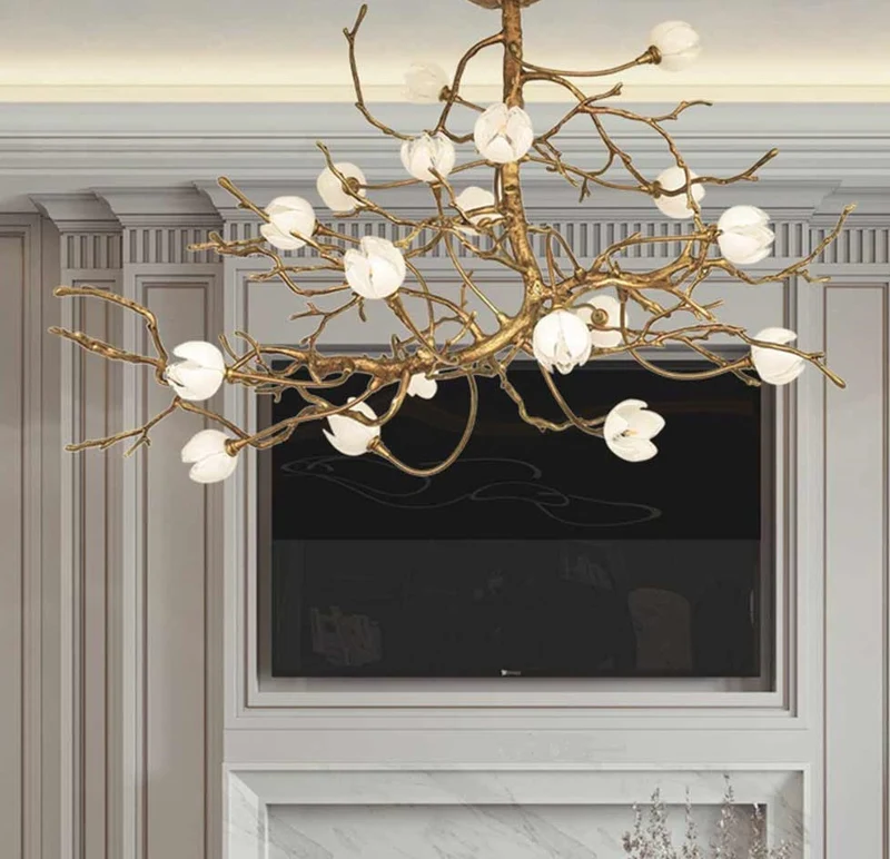 Chandelier Retro Grand Brass Branch Flower Bud