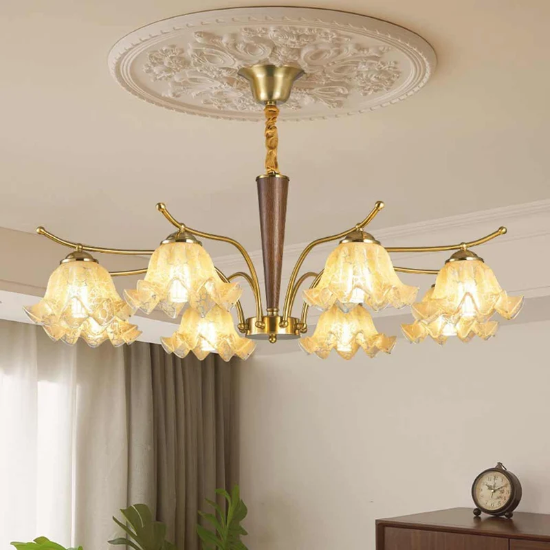 Chandelier Yellow Glass Flower Lily of the Valley