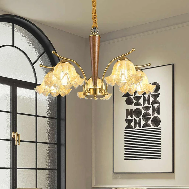 Chandelier Yellow Glass Flower Lily of the Valley