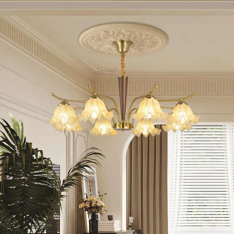 Chandelier Yellow Glass Flower Lily of the Valley