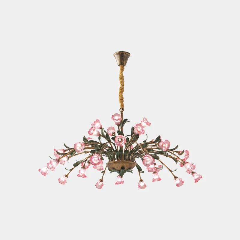 Chandelier French Branch Glass Flower with Leaves, 3 Colors