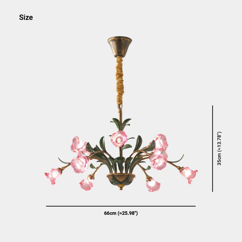Chandelier French Branch Glass Flower with Leaves, 3 Colors
