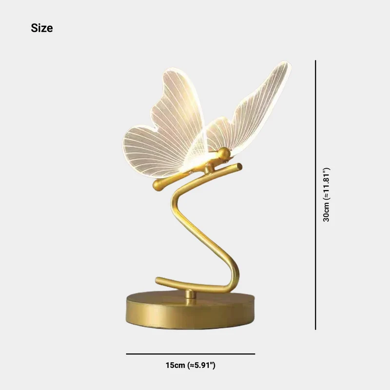 Table Lamp Modern Art Deco Acrylic Butterfly LED, Gold