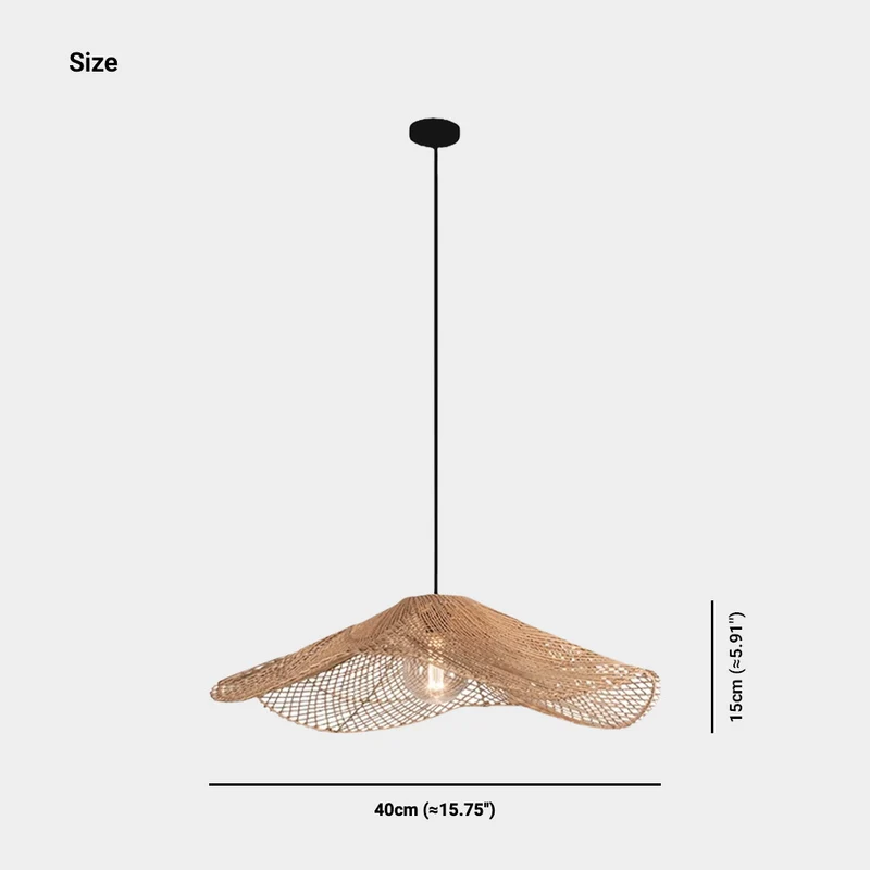 Hanging Pendant Light Japandi Woven Rattan Straw Hat