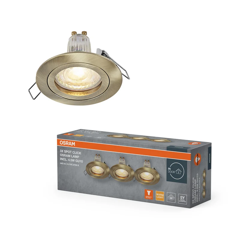 OSRAM LED Spot Recess Einbaustrahler Set DIM IP65 4.9W 36° Satin-Nickel ⌀60 mm
