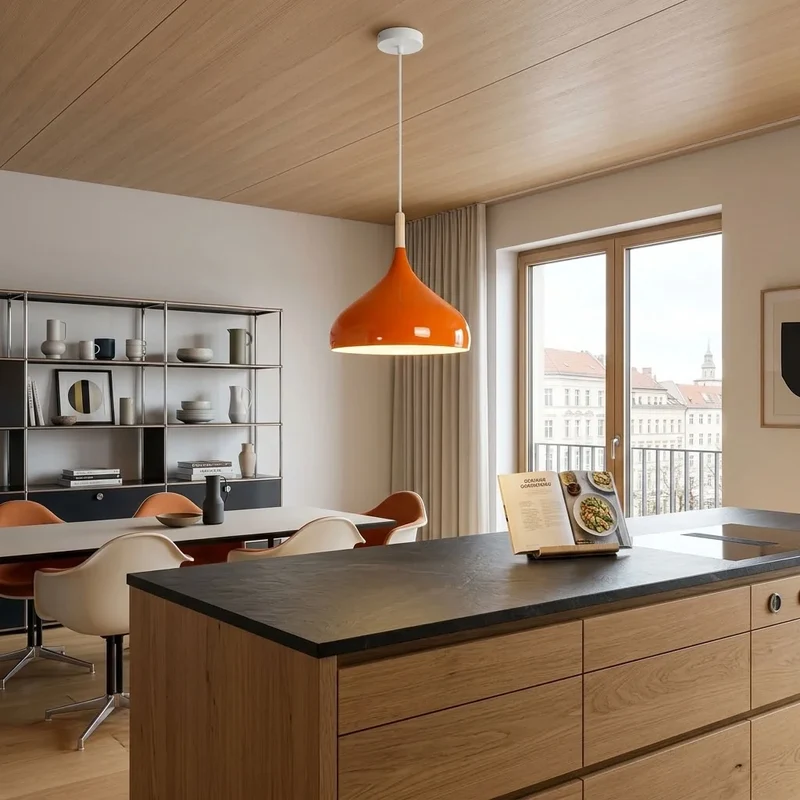 Skandinavische Pendelleuchte aus Holz & Metall Moderne Kücheninsel E27 ~3796